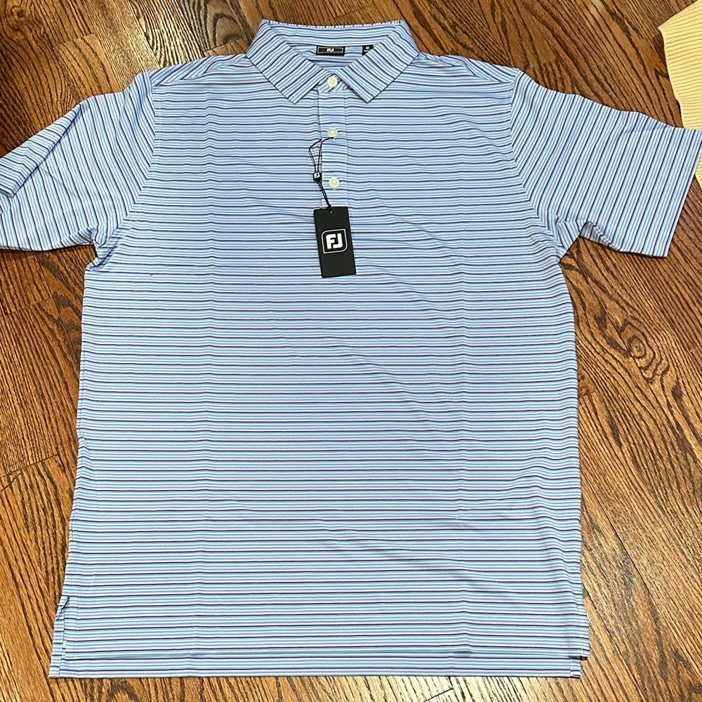 FootJoy Light Blue Striped Polo Golf Shirt
